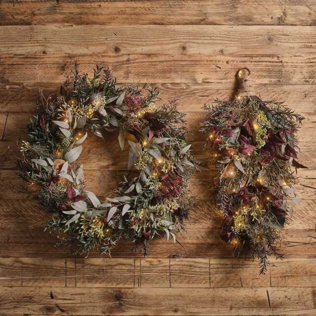 Pre Lit Autumn Winter Wreath & Bough - image 1