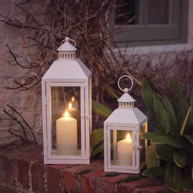 Perth White Garden Lantern Duo with TruGlow® Candles - image 1