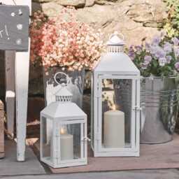 Perth White Garden Lantern Duo with TruGlow® Candles - thumbnail 2