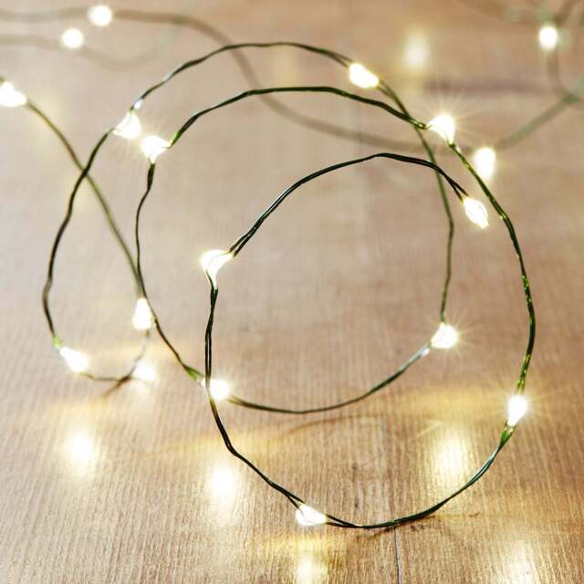 50 Warm White LED Green Micro Fairy Lights - image 1