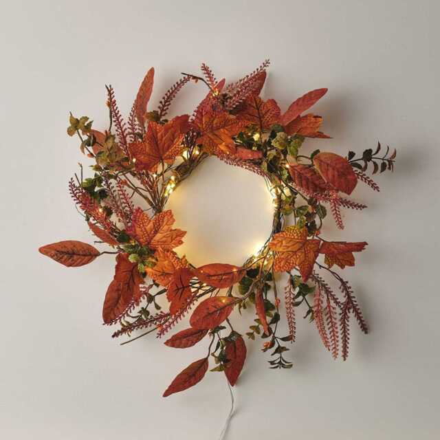 40cm Autumn Maple Leaf Wreath Micro Light Bundle - image 1