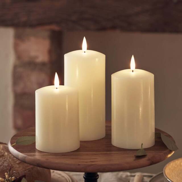 TruGlow® Ivory Rechargeable LED Pillar Candle Trio - image 1