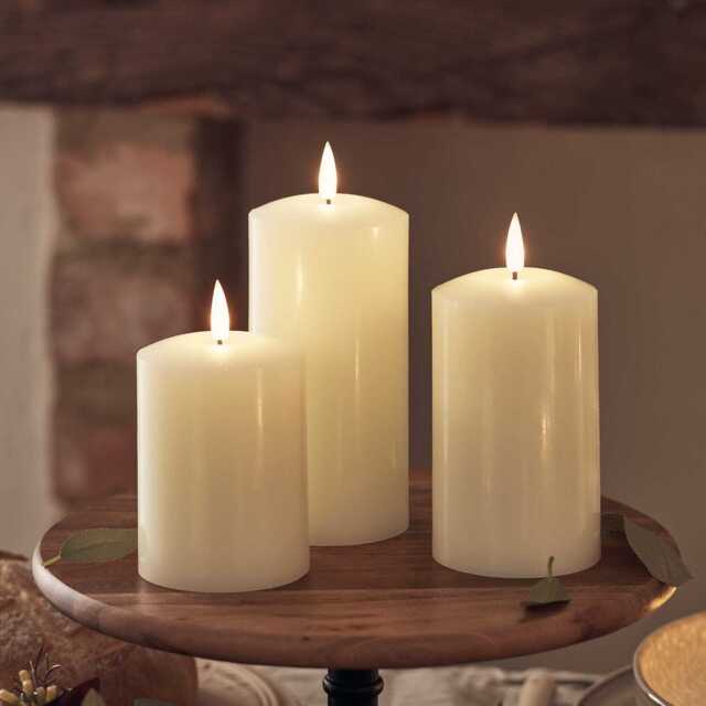 TruGlow® Ivory Rechargeable LED Pillar Candle Trio - image 1