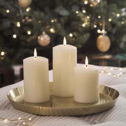 TruGlow® Ivory Rechargeable LED Pillar Candle Trio - thumbnail 2