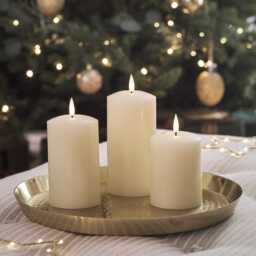 TruGlow® Ivory Rechargeable LED Pillar Candle Trio - thumbnail 2