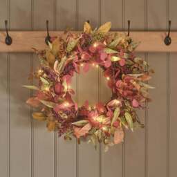 50cm Pre Lit Autumn Winter Full Wreath - thumbnail 1