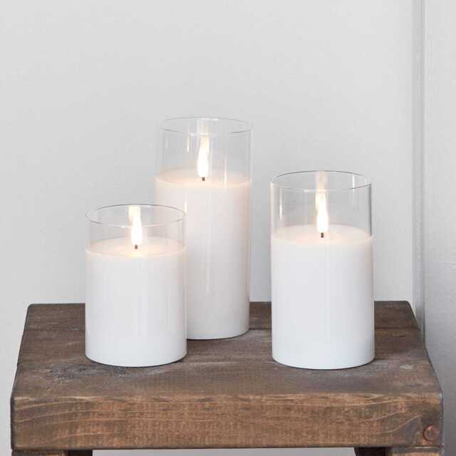 TruGlow® White LED Glass Candle Trio with Remote Control - image 1