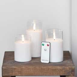 TruGlow® White LED Glass Candle Trio with Remote Control - thumbnail 2