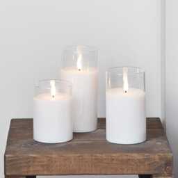 TruGlow® White LED Glass Candle Trio with Remote Control