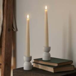 2 Matte White Ceramic Taper Candle Holders - thumbnail 2