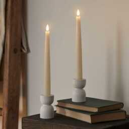 2 Matte White Ceramic Taper Candle Holders - thumbnail 2