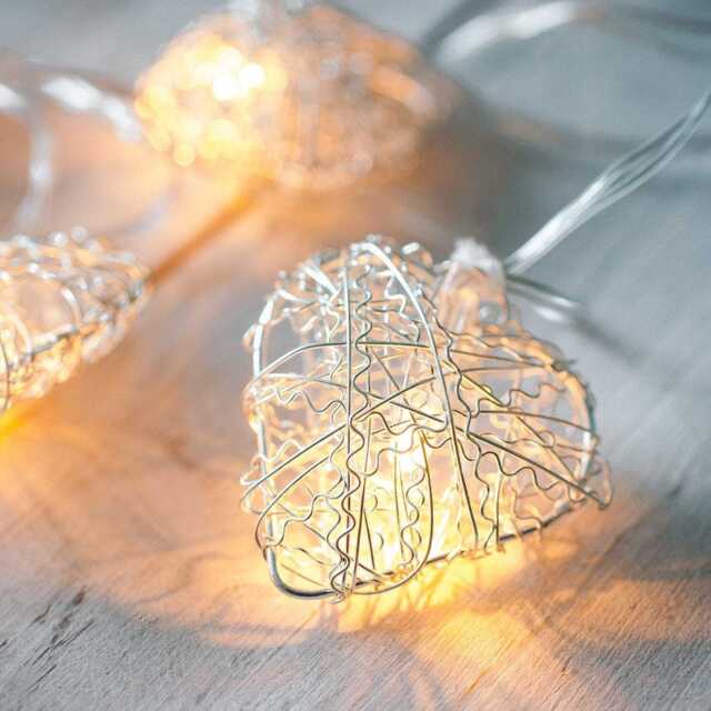 20 Warm White Mesh Heart Fairy Lights - image 1