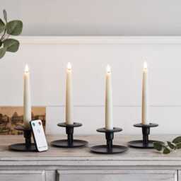 4 Ivory TruGlow® Remote Control Short LED Taper Candles - thumbnail 2