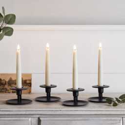4 Ivory TruGlow® Remote Control Short LED Taper Candles - thumbnail 1