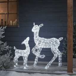 90cm Swinsty Doe & Fawn Acrylic Light Up Reindeer Duo - thumbnail 2
