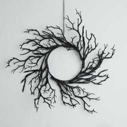 40cm Pre Lit Black Twig Halloween Wreath - thumbnail 2