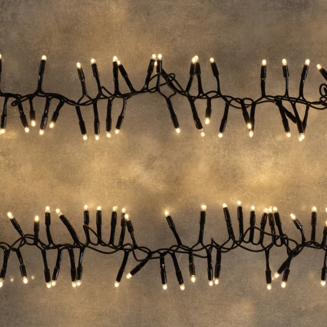 Plus Connect 10m 500 LED Warm White Connectable Cluster Lights Black Cable