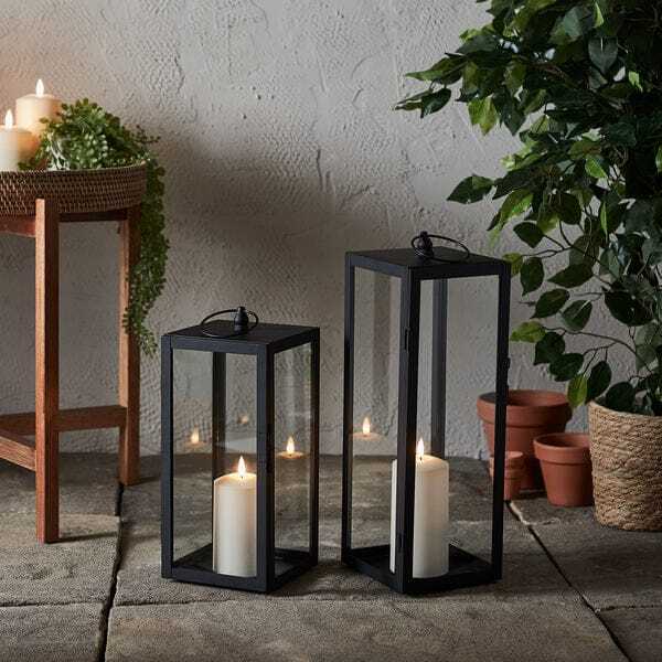Bowen Black Garden Lantern Duo with White TruGlow® Candles - image 1