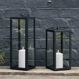 Bowen Black Garden Lantern Duo with White TruGlow® Candles - thumbnail 2