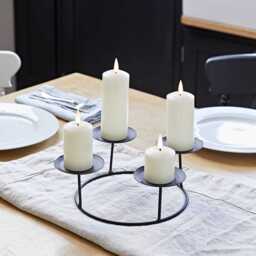 4 TruGlow® Ivory Slim LED Candles & Table Candle Holder - thumbnail 1