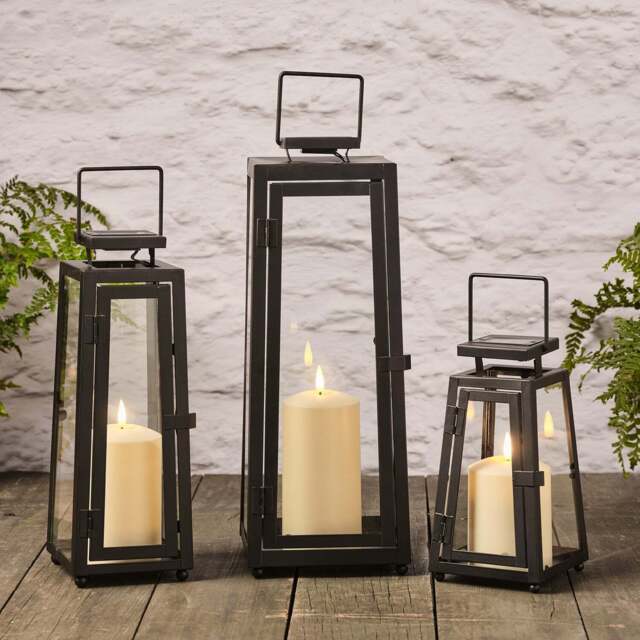 Porto Solar Metal Lantern Trio with TruGlow® Candles - image 1