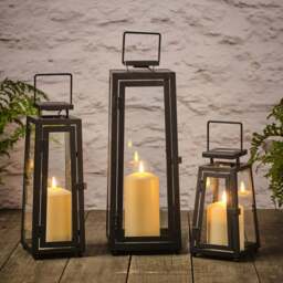 Porto Solar Metal Lantern Trio with TruGlow® Candles - thumbnail 2