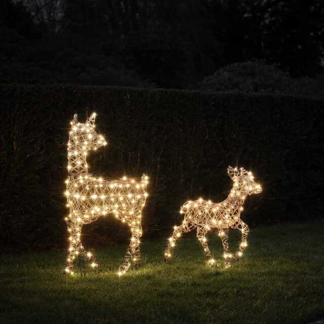 Dual LED Studley Doe & Fawn Light Up Reindeer Duo - image 1