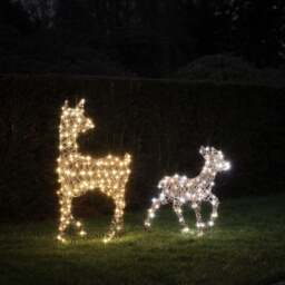 Dual LED Studley Doe & Fawn Light Up Reindeer Duo - thumbnail 2