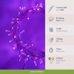 Core Connect Purple Connectable Fairy Lights Clear Cable - thumbnail 2