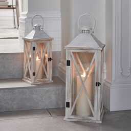 Folkestone Wooden Lantern Duo with TruGlow® Candles - thumbnail 2