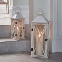 Folkestone Wooden Lantern Duo with TruGlow® Candles - thumbnail 2