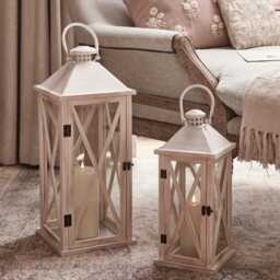Folkestone Wooden Lantern Duo with TruGlow® Candles - thumbnail 1