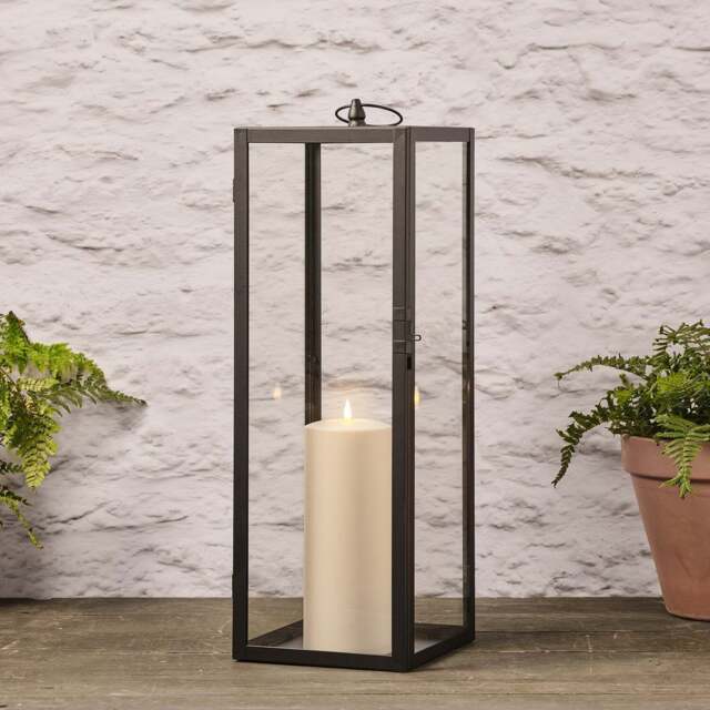 Bowen Extra Large Black Garden Lantern with TruGlow® Candle - image 1