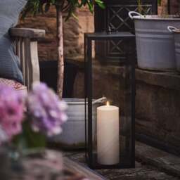 Bowen Extra Large Black Garden Lantern with TruGlow® Candle - thumbnail 2