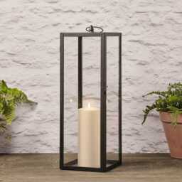 Bowen Extra Large Black Garden Lantern with TruGlow® Candle - thumbnail 1