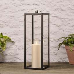 Bowen Extra Large Black Garden Lantern with TruGlow® Candle - thumbnail 1
