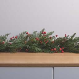1.5m Pre Lit Red Berry Christmas Garland - thumbnail 2