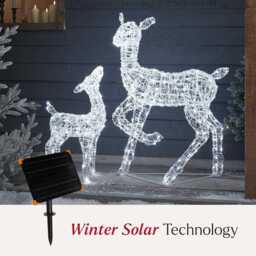 Solar Powered Swinsty Doe & Fawn Acrylic Light Up Reindeer - thumbnail 2