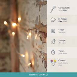 Essential Connect Warm White Connectable Fairy Lights Clear Cable - thumbnail 2