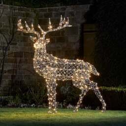 Large Harlow Rattan Stag Dual Colour LED Light Up Reindeer 24v - thumbnail 1