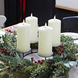 4 TruGlow® Ivory LED Pillar Candles & Table Candle Holder - thumbnail 2