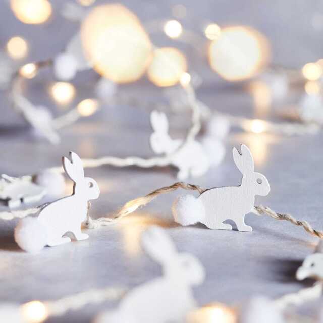 20 Wooden Bunny Micro Fairy Lights - image 1