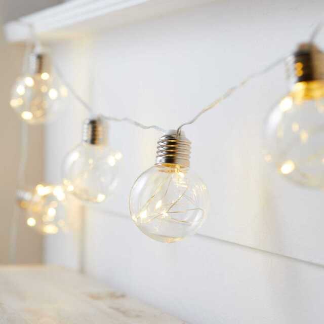 10 Silver Micro Battery Festoon Lights