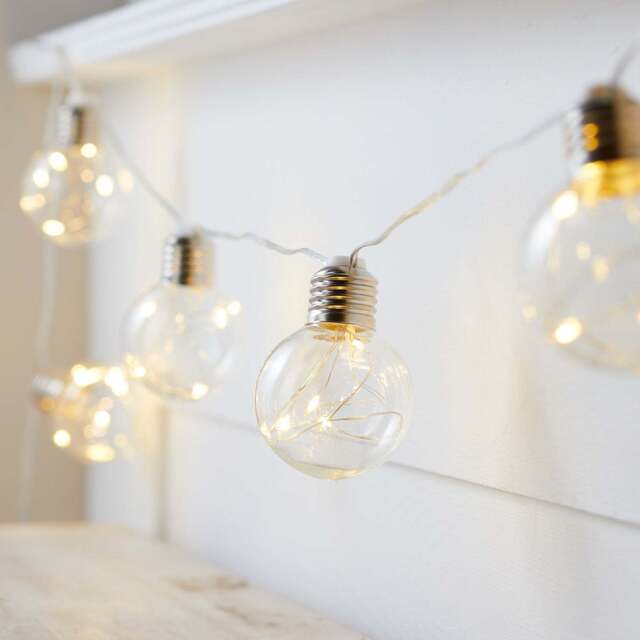 10 Silver Micro Battery Festoon Lights