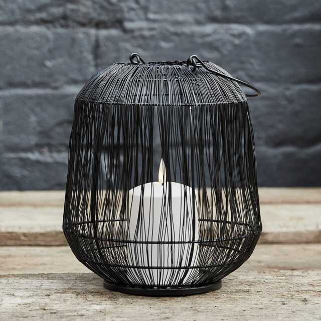 Antonio Large Black Garden Lantern with White TruGlow® Candle - image 1