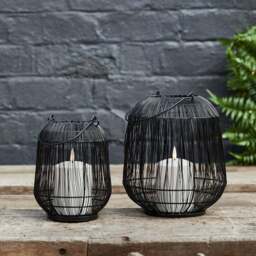 Antonio Large Black Garden Lantern with White TruGlow® Candle - thumbnail 2