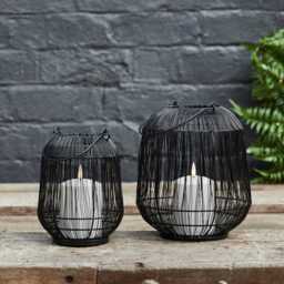 Antonio Large Black Garden Lantern with White TruGlow® Candle - thumbnail 2
