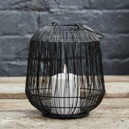 Antonio Large Black Garden Lantern with White TruGlow® Candle - thumbnail 1
