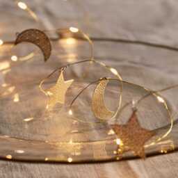 Gold Moon and Star Filigree Micro Fairy Lights - thumbnail 1