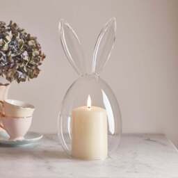Glass Bunny Dome with TruGlow® Candle - thumbnail 1